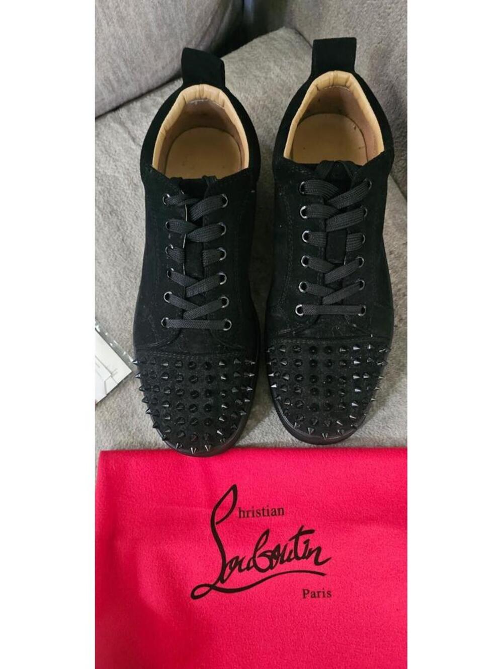 Christian Louboutin Louis Junior Spikes Suede Sneakers Black Size EU 43 US 10